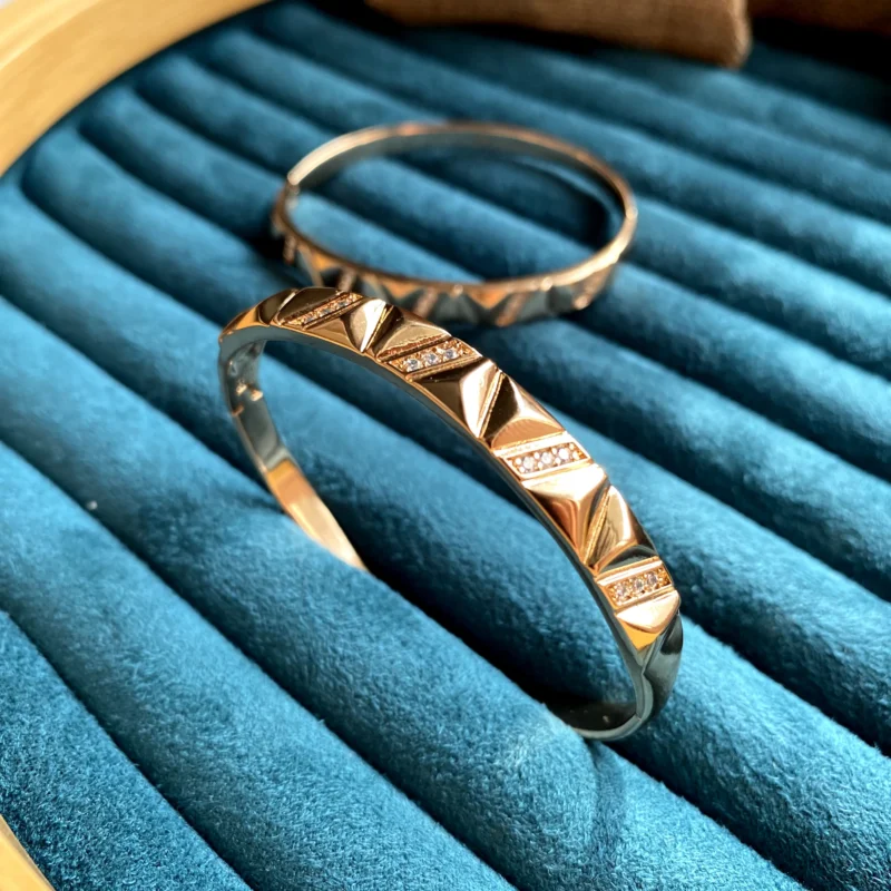 gold plated geometric bangle