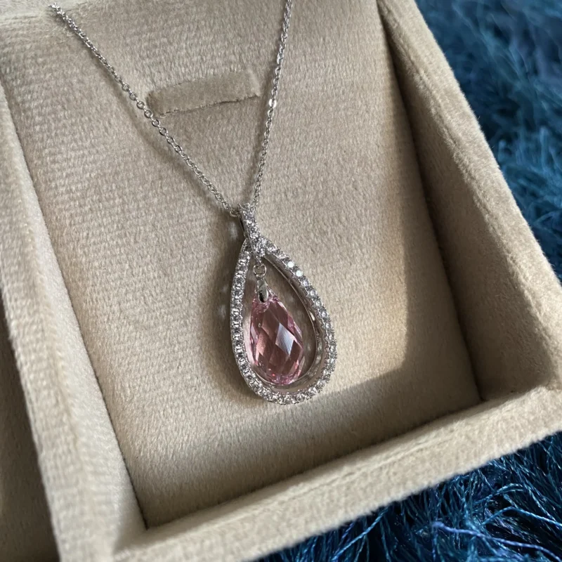 platinum plated pink pendant