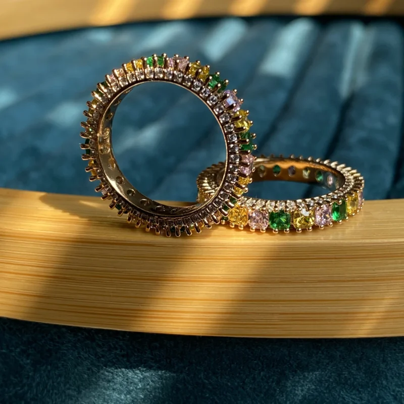 gold plated multi-colour eternity ring